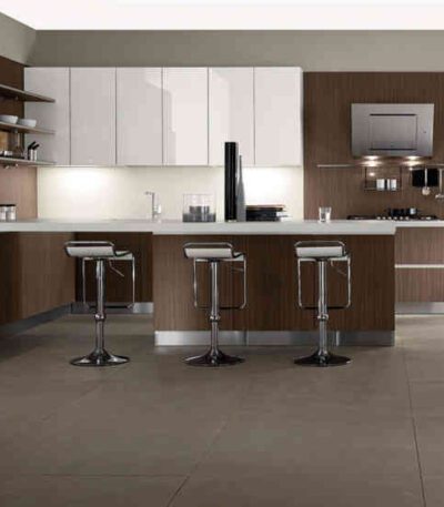 cucina moderna stratos grainwood castagno glass bianco 1