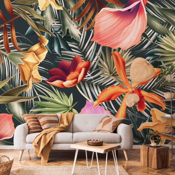 carta da parati tnt goffrata stile tropicale 300x300 cm